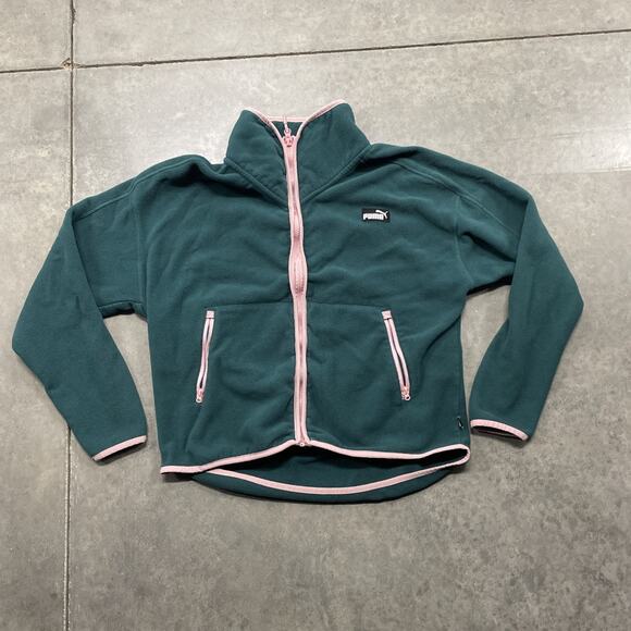 Puma womens fleece green with pink lining Size M - Picture 1 of 5
